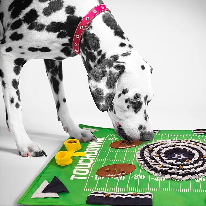 NFL Dallas Cowboys Dog Snuffle Mat – Interactive Pet Slow Feeder, Football Field Design Food Puzzle Toy for Dogs & Cats, Foraging Activity Mat for Smarter Feeding