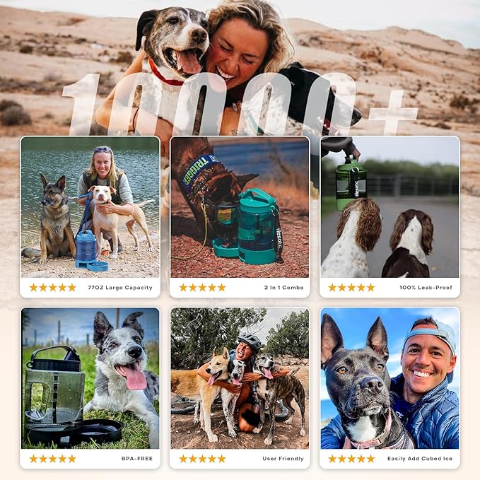 Dog Water Bottle Portable Travel - 77oz Large Travel Water Bowl for Dogs Camping Hiking Beach Traveling Essentials,Big Pet Bottles Bowl Water Dispenser for On The Go Park Car Walking Accessories