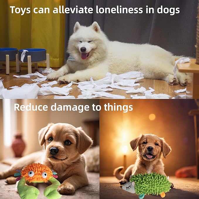 5 Pack Dog Squeaky Toys Bulk Set,Puppy Teething Chew Pet Dog Toy for Large Medium Small Dogs,Soft Plush Stuffed Crinkle Sound Interactive Fun for Puppy