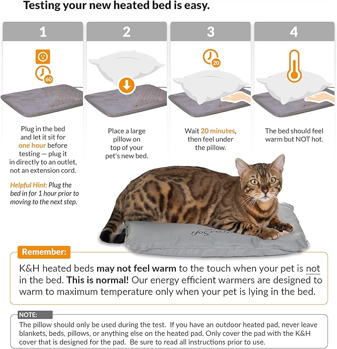 K&H Pet Products Lectro-Soft Orthopedic Outdoor Heated Cat Bed for Outdoor Cat Houses, Automatic Warming Pad, Soft and Flexible, Waterproof, Washable Cover - Small 18 X 14in Tan 20W (Pack of 6)