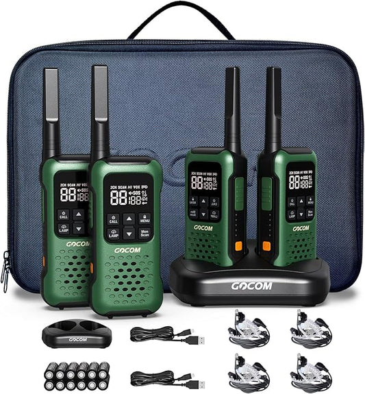 G9 IP67 Waterproof Two Way Radios, 2 Way radios Outdoor Adventure NOAA Weather Alert & SOS Emergency Lamp Adult Walkie Talkies Long Range Rechargeable (G9 - Suitcase 4 Pack)