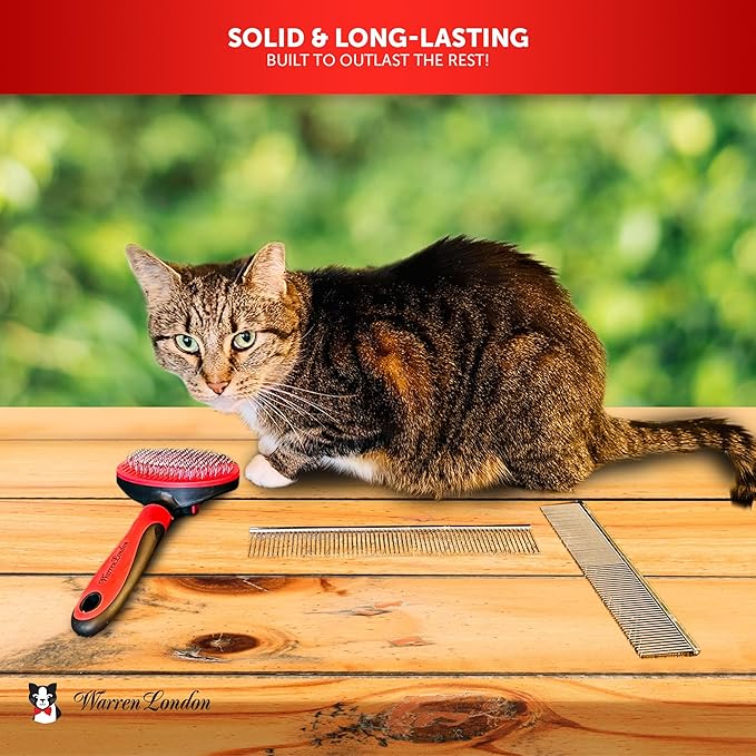 Warren London Cat DeMatter Pro Max | 9" Copper Grooming Comb for Cats | Detangles Mats, Knots & Loose Fur – Gentle, No-Pull Design for Long, Thick, or Tangled Coats | Professional Cat Grooming Tool