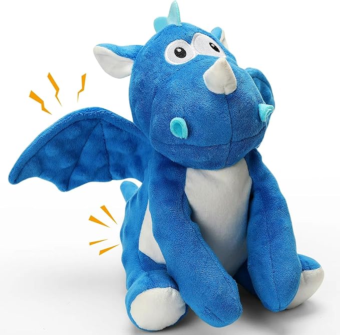 Plush Dog Toys, Tough Chew Toys for Dogs, Crinkle Stuffed Squeaky Toy for Small Medium Large Breed, Interactive Plush Toys to Keep Them Busy, Cute Dinosaur Dog Toy, Pet Toys