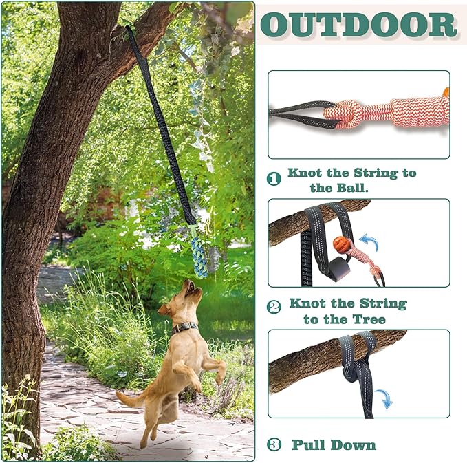 GTIIAS Interactive Dog Toys Tug of War Dog Toy for Small/Medium/Large Dogs,Teething Rope for Teeth Cleaning,Puzzle Ball for Chewing,Dog Bungee Tug Toy Kit, blue