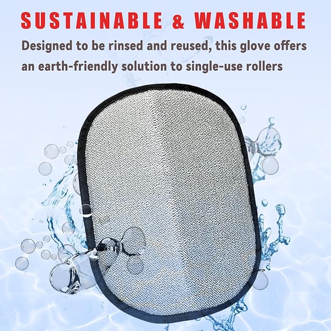 Pet Hair Removal Glove for Furniture, Carpet, Clothes and Car Seats, Electrostatic Cat & Dog Hair Removal Tool, Eco-Friendly Reusable Pet Hair Remover Glove with Silvervine Sticks (2 Gloves & 1 Stick)