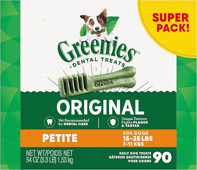 Greenies Original Petite Dental Dog Treats, 54 oz. Pack (90 Treats)