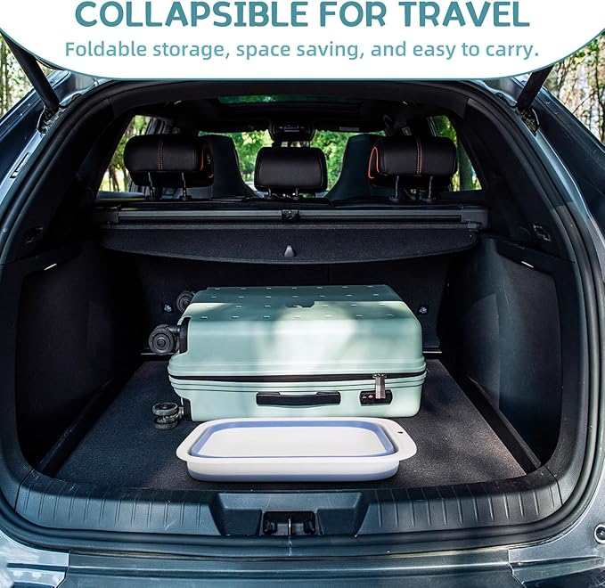 Collapsible Kitten Litter Box, ShineMe Open Top Small Cat Litter Box with Scoop and Litter Bag, Anti-Splash Waterproof Kitty Toilet Potty Pan for Sick Frail Cat 17" x 13.5", Blue