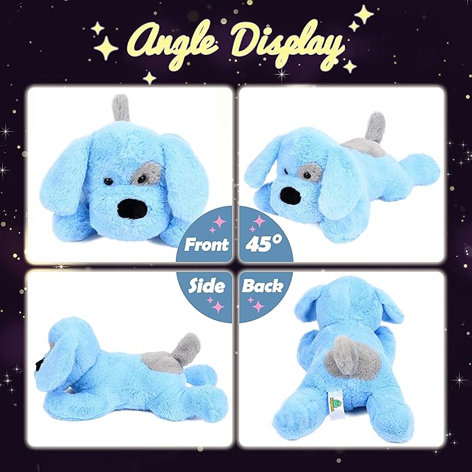 Hopearl LED Plush Puppy Light up Stuffed Animal Dog Floppy Pup Night Lights Glow in The Dark Christmas Winter Birthday Gifts for Kids Toddler Girls, Blue, 17''
