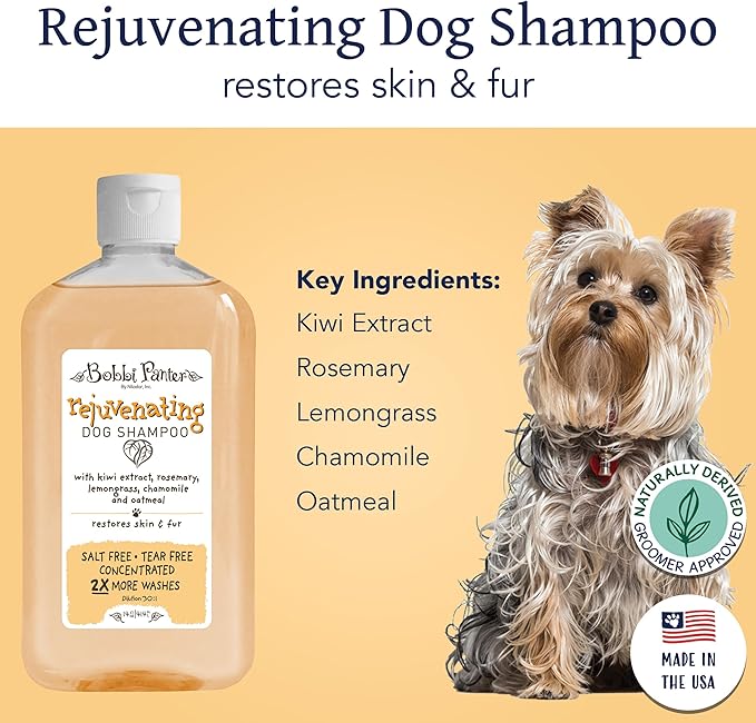 Bobbi Panter Rejuvenating Dog Shampoo, Restores & Revitalizes Skin & Fur, Orange Citrus Scent - 30:1 Concentrated Formula, Made in The USA, Trusted by Professional Groomers, 14 oz.