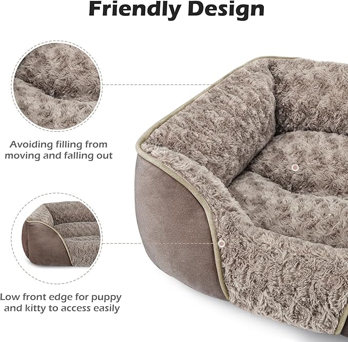 INVENHO Large Dog Bed Rectangle Washable Orthopedic Soft Calming Sleeping Durable Pet Cuddler with Anti-Slip Bottom