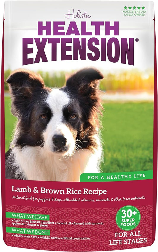 Health Extension Lamb & Brown Rice Dry Dog Food (15 lb / 6.8 kg) - Nutritious Free-Range Lamb Formula with Probiotics, Antioxidants & Omega 3 for Dogs with Sensitive Digestion