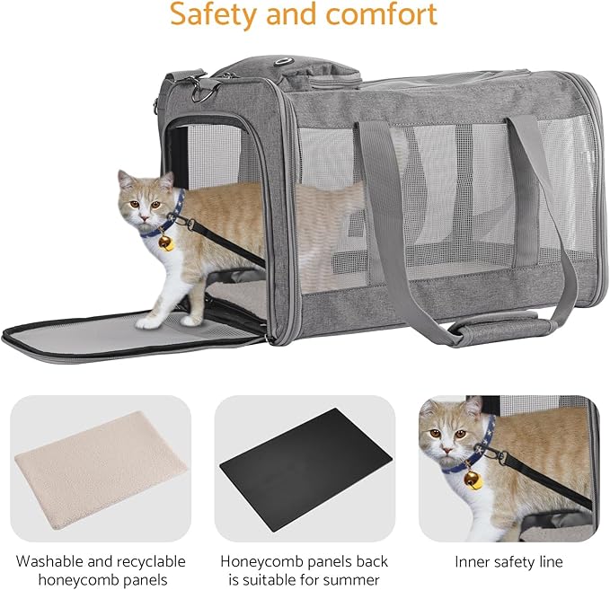 Airline-Approved Pet Carrier Cat Carrier Dog Carrier - Stylish Lightweight, Handheld & Crossbody, Honeycomb Support, Anti-Escape Design for Travel, Walks & Daily Outings