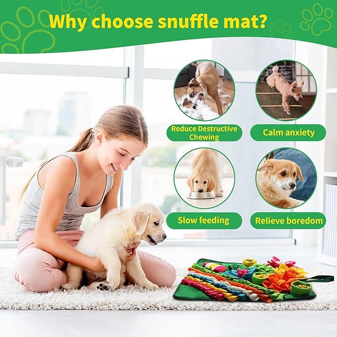 Snuffle Mat for Dogs - Christmas Dog Interactive Puzzle Toy for Mental Stimulation, Anxiety Relief & Slow Feeding, Fun Enrichment for Small/Medium Puppy & Cats