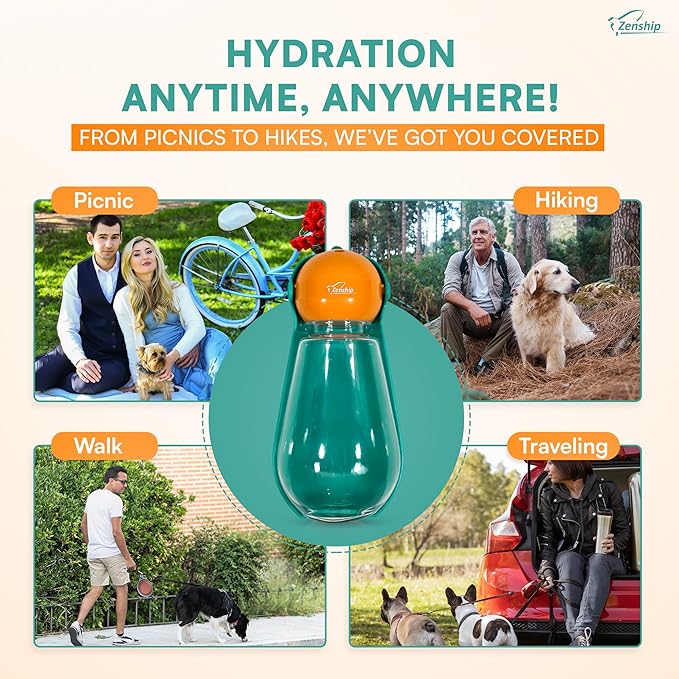 Foldable Dog Water Bottle Dispenser with Portable Bowl