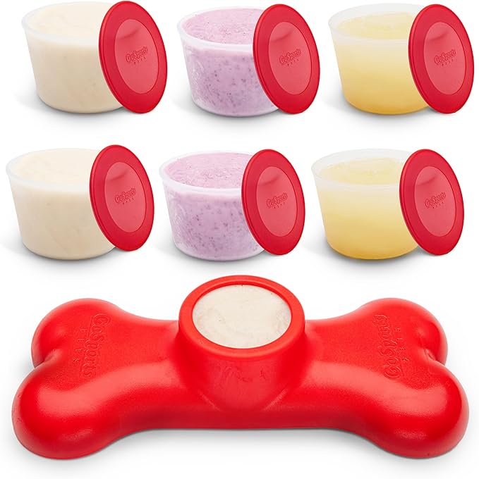 GoSports Pets PupsCream Parlor - Non-Slip Frozen Dog Treat & Ice Cream Holder - Mess-Free Lick Mat Alternative, Includes 6 Reusable Cups & Lids