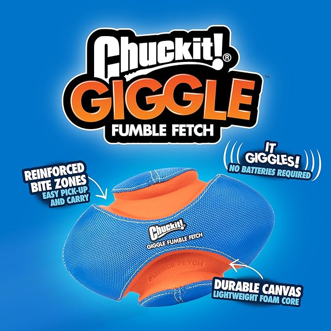 Chuckit! Giggle Fumble Fetch Ball Dog Toy (7.9 Inch Diameter) Giggle Sounds Dog Toy (No Batteries Required), for All Breeds