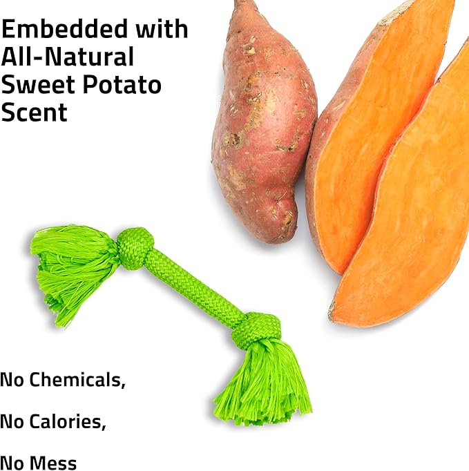 Playology Rope Toys for Dogs | Tug of War Dog Toy for Aggressive Chewers | Sweet Potato Scented Dog Toys | Medium Rope Toy for Interactive Play