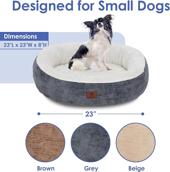 AMERICAN KENNEL CLUB 31" Mason Fabric Round Pet Bed - Stylish Washable Dog Bed with Non-Slip Bottom, Plush Sleeping Surface - for Cats, Large Breeds