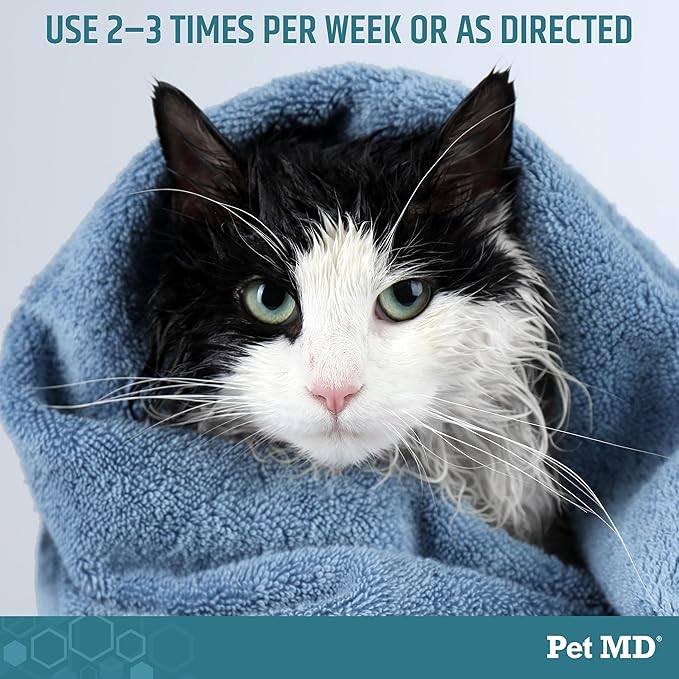 Pet MD - Benzoyl Peroxide Medicated Shampoo for Dogs and Cats - Effective for Skin Conditions, Dandruff, Itch Relief, Acne and Folliculitis - Citrus Scent - 12 oz