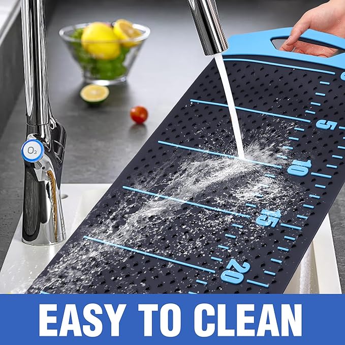 FLISSA 33" Non-Slip Fish Fillet Mat with Storage Bag, Portable & Durable Fish Cleaning Mat, Measuring Scale for Easy Filleting, Cleaning, and Cutting, Ideal Fishing Gift