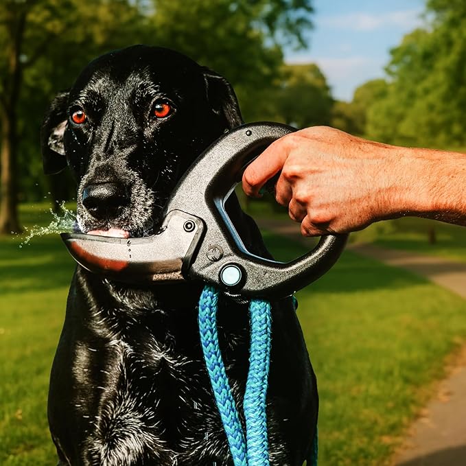 Portable Dog Water Bottle with Flip-Open Cup & Squirt Feature Without Leash – Leakproof Water Dispenser Attaches to Leash – Travel Bowl for Dogs for Hikes, Walks, Outdoor Use – 12 oz