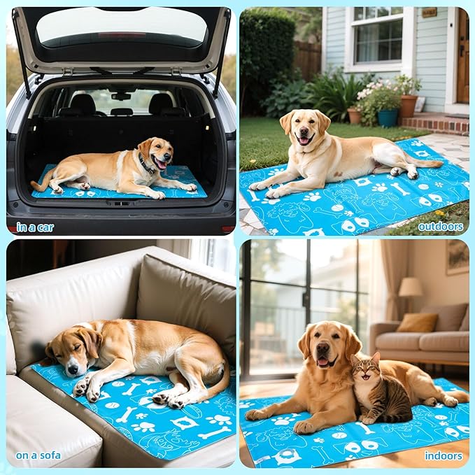 Ownpets Dog Cooling Mat, XX-Large 47"x 31" Instant Cooling Pet Pad, Thickened Portable Pet Cool Pad for Dogs and Cats, Leakproof Water-Filled Summer Relief Mat for Crate, Floor, Car, Outdoor