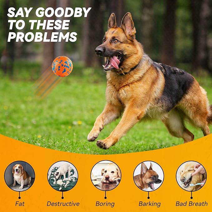 2Pcs Dog Balls, Tennis Balls for Dog Aggressive Chewers, for Large Medium Small Puppy, Training Catch&Fetch, Water Floats Toys, Orange