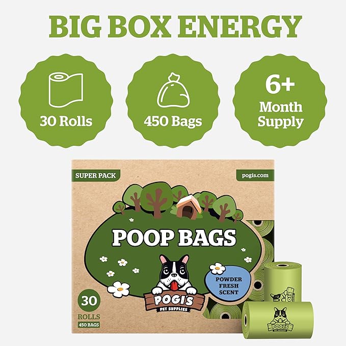 Pogi’s Dog Poop Bags – Leak-Proof & Extra Thick Pet Waste Bags (Fresh Scent, 30 Rolls, 450-Count)
