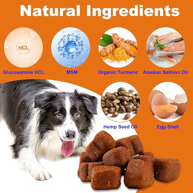 Hip and Joint Supplement for Dogs,Hip & Joint Pain Relief Pills - Large & Small Breed - Hip Joint Chews Canine Joint Health,Mobility & Flexibility Support -Duck Flavor 60 Count