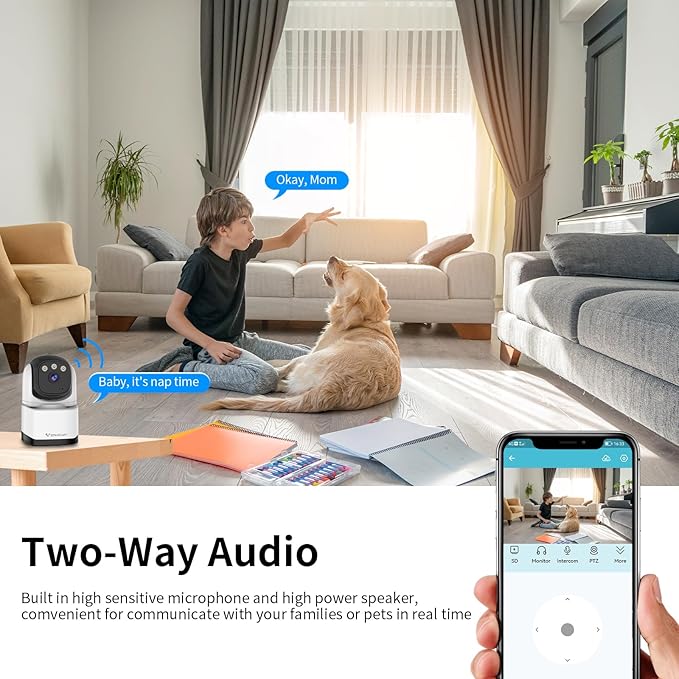 VSTARCAM Pan/Tilt Smart Security Camera, 2K QHD Dog Camera, 2.4GHz with Full Color Night Vision, Motion Detection for Baby and Pet Monitor, 2-Way Audio, Cloud & SD Card Storage(up to 256GB)
