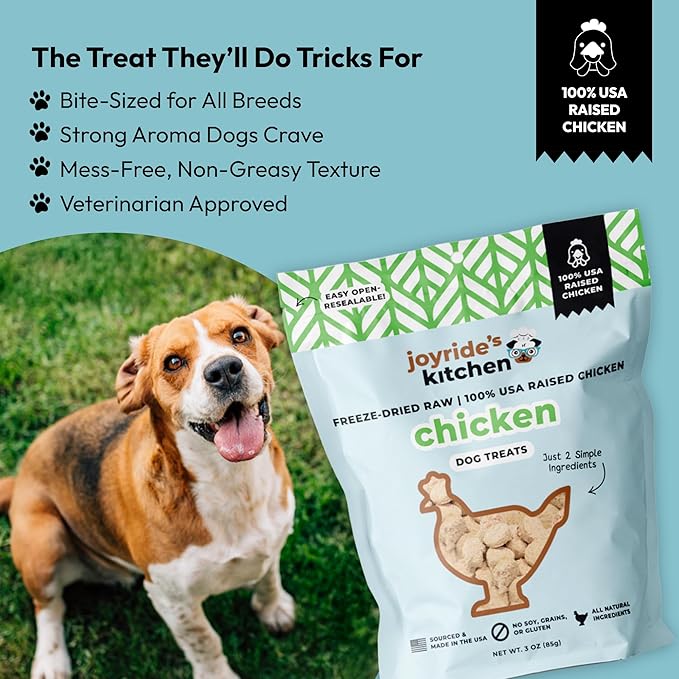 Joyride's Kitchen Freeze-Dried Chicken Liver Dog Treats, Single Ingredient, All-Natural, Protein-Rich Dog Training Treats, Made in USA - Perfect for Picky Eaters, Supports Rescue Dogs