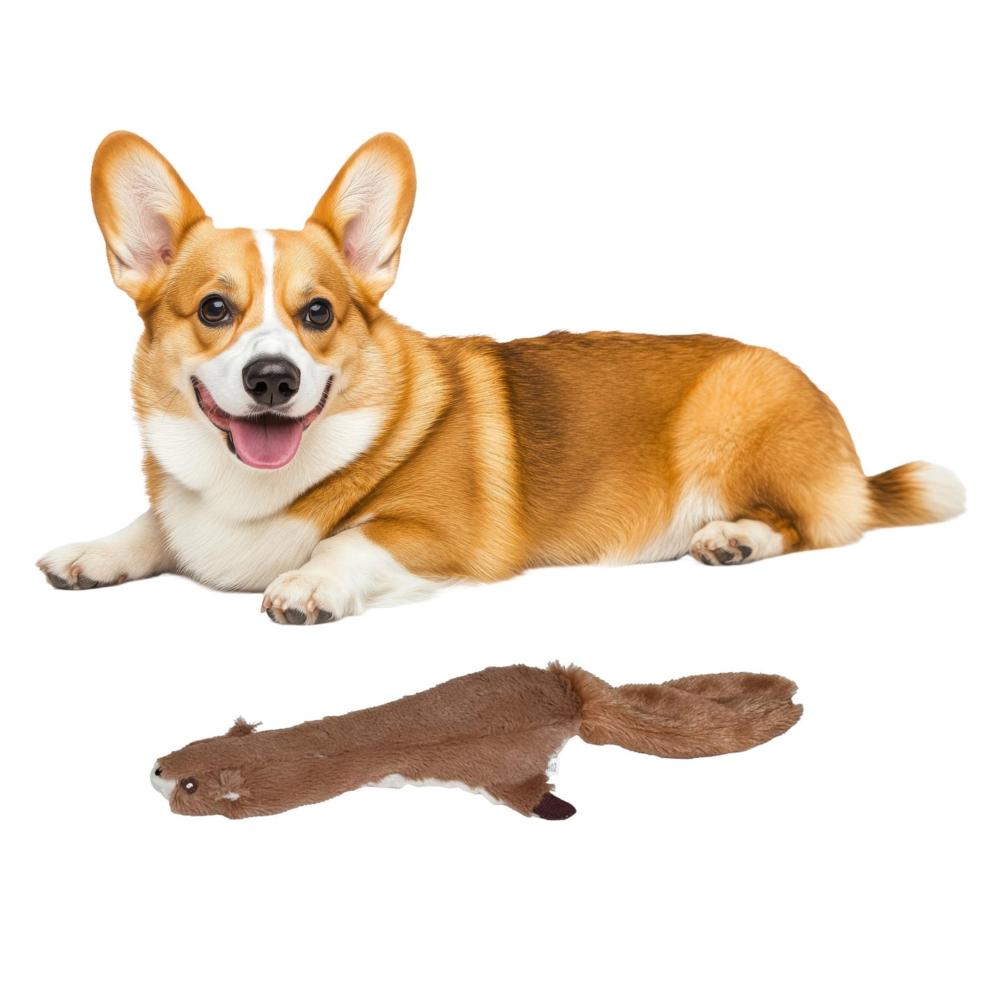 SPOT Skinneeez Plus Squirrel - Stuffing Free Dog Toy with Two Piece Rubber Body and Two Squeakers, Fun to Bite, Stuffingless Design is Great for Moderate Chewers, Tug Toy for Puppies & Dogs - 15in