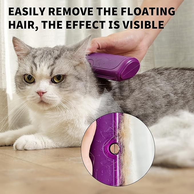 Deshedding Brush for Dogs, Cats, Horses & Rabbits – Professional Pet Grooming Comb,Removes Loose Fur & Undercoat,Gentle Stainless Steel Blade,Easy Clean Handle,Grooming cat brush (Purple)