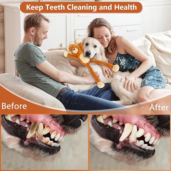 Large Squeaky Dog Toys, Tough Tug-Pull Interactive Puppy Toys, Plush Dog Chew Toys for Small, Medium and Large Dogs