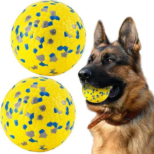 2Pcs Dog Balls, Tennis Balls for Dog Aggressive Chewers, for Large Medium Small Puppy, Training Catch&Fetch, Water Floats Toys, Yellow