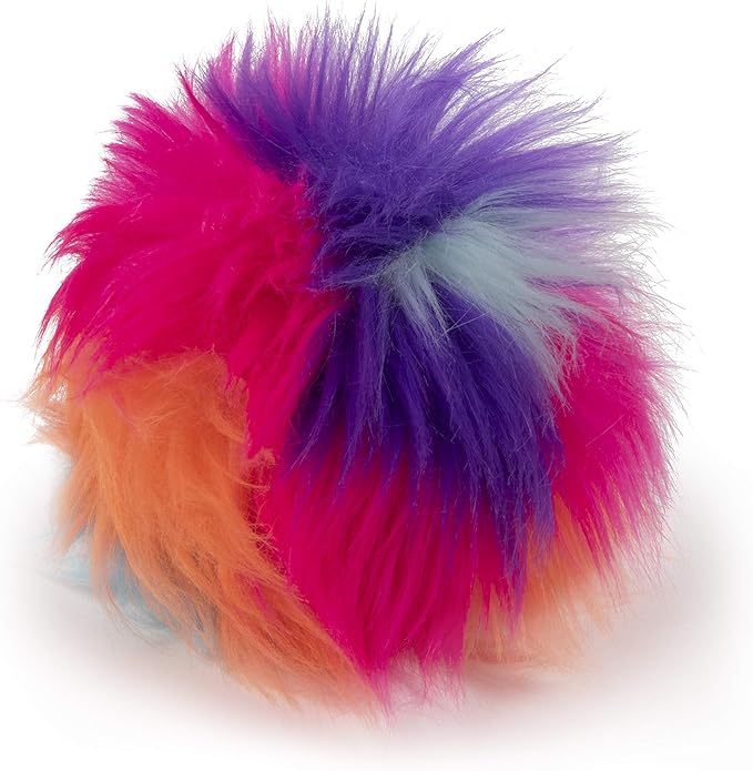 goDog Just for Me Furballz Squeaky Plush Ball Dog Toy, Chew Guard Technology - Cool Rainbow, Mini