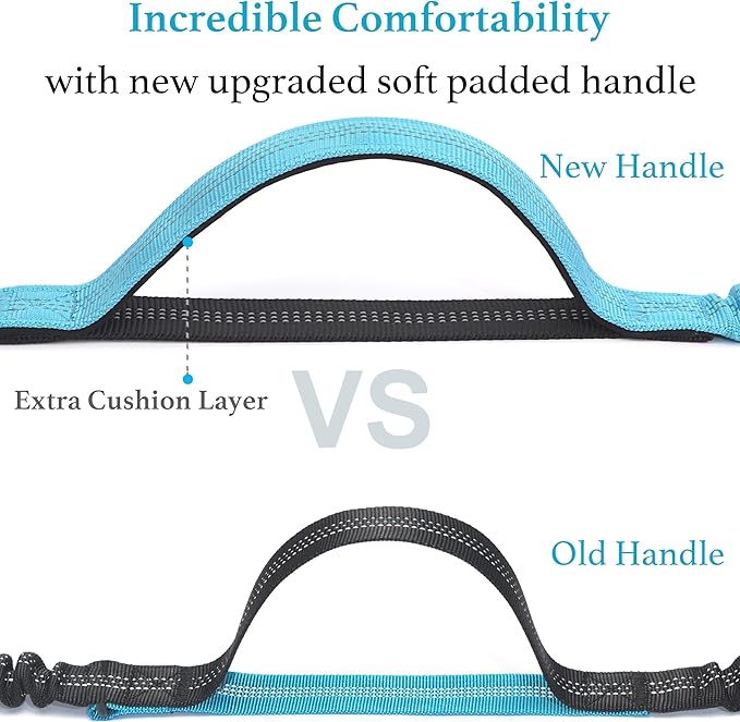 iYoShop Retractable Hands Free Dog Leash - Dual Handle Bungee Waist Leash for Small, Medium and Large Dogs (Small, 8-25 lbs, Baby Blue)