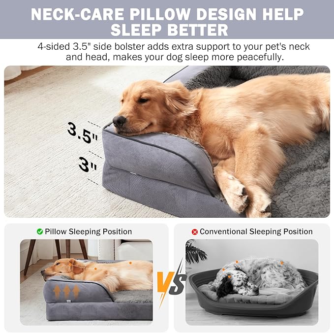 INVENHO Orthopedic Dog Bed Medium Size Dog, Waterproof Egg-Crate Foam Couch with Washable Removable Cover, Waterproof Lining and Nonskid Bottom