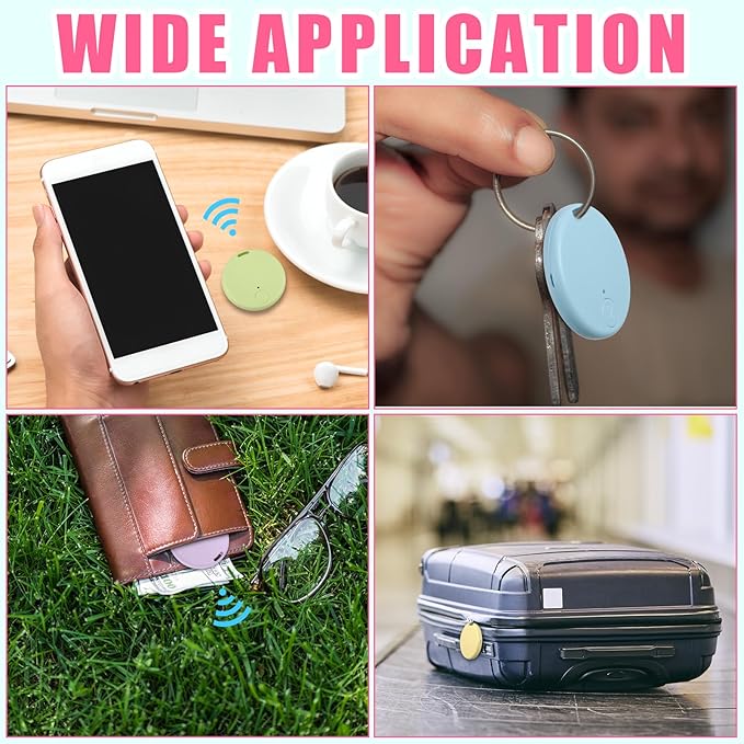 Konohan 5 Packs Portable GPS Tracking Mobile Tracking Anti Loss Smart Device Key Finder Locator GPS Finders Tracker Device for Pets Dog Cat Wallet Keychain Luggage, Alarm Reminder (Macaron Color)