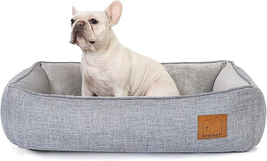 Orthopedic Dog Bed, Memory Foam Dog Sofa with Removable Cover, Cooling Energy Gel. Couch, Pain Relief Pet Bed (33x23x9 inch, Grey)