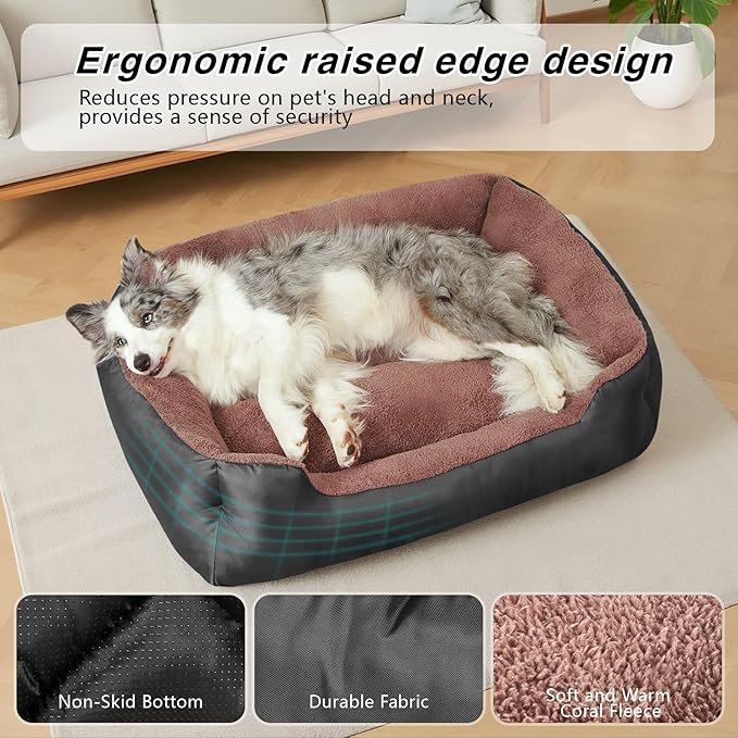 Dog Bed, Rectangle Washable Extra Large Dog Bed, Comfort and Soft Pet Couch for Extra Large Dogs, Non-Slip Bottom, Black