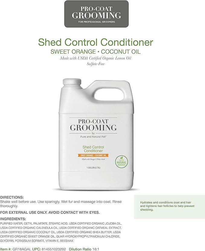 Pro-Coat Grooming - Shed Control Conditioner (Sweet Orange & Coconut) - 1 Gallon
