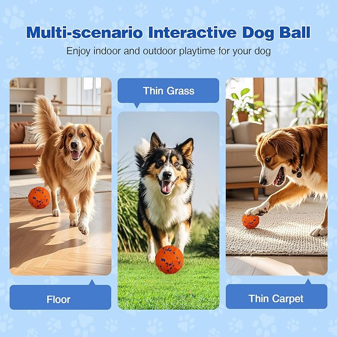 Interactive Dog Ball, Smart Interactive Dog Toys for Medium and Large Dogs, Automatic Moving Pet Ball with E-TPU Material, Rechargeable Bouncing Rotating Vibrating Dog Toy to Keep Them Busy