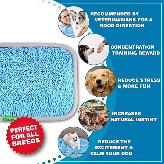 Snuffle Mat for Dogs, 17" x 21" Dog Snuffle Mat Interactive Feed Game for Boredom, Encourages Natural Foraging Skills and Stress Relief, Easy to Fill/Machine Washable with 2PCS Suction Cups