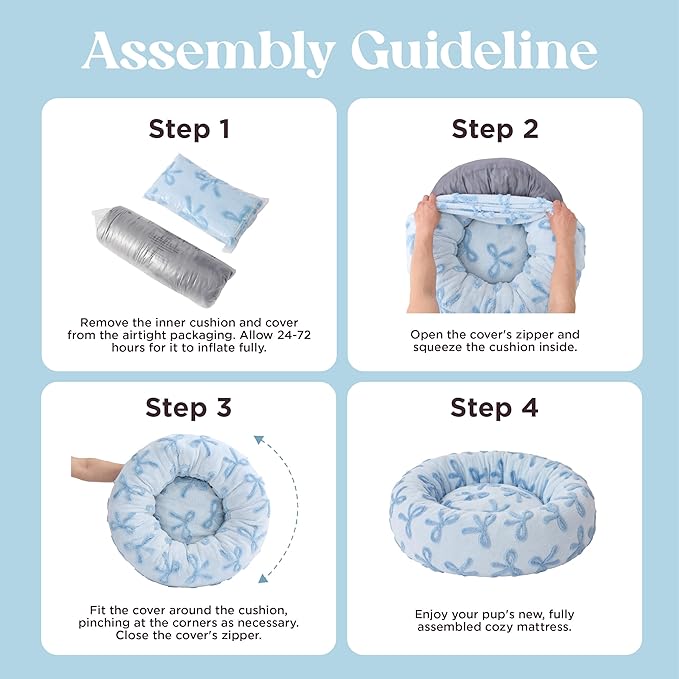 LE SURE Donut Small Dog Bed - Round Cat Beds for Indoor Cats Anti-Anxiety Calming Pet Beds, Washable Cute Modern Beds with Teddy Sherpa Plush & Anti Slip Bottom, 23 Inch, Ice Melt