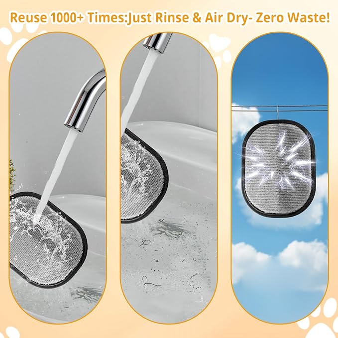 Upgraded Electrostatic Pet Hair Removal Glove - Reusable, Washable Mitt for Furniture, Carpet, Car Seat & Clothing - Efficient Cat & Dog Hair Remover