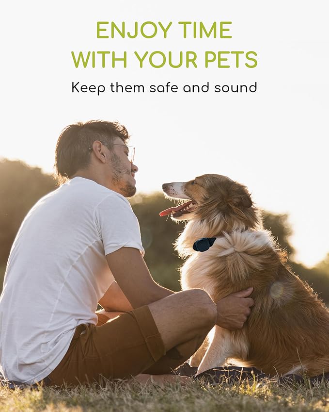 Dog Tracker, Smart Dog Collar with Real-time Pet Location, Cat Tracker Collar (iOS Only), No Monthly Fee & Long Battery Life, Works with Find My, Ideal for Dog/Cat (Black)