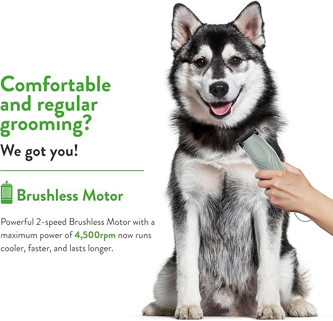 Wahl Professional Animal KMC+ 2-Speed Cordless Clipper (3025661) - Detachable Blade Pet & Dog Clipper Kit - Patented Ergonomic Housing Design - Sage