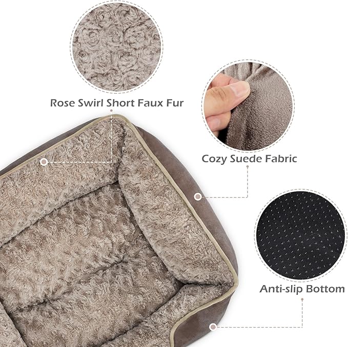 INVENHO Small Dog Bed Rectangle Washable Orthopedic Soft Calming Sleeping Durable Pet Cuddler with Anti-Slip Bottom