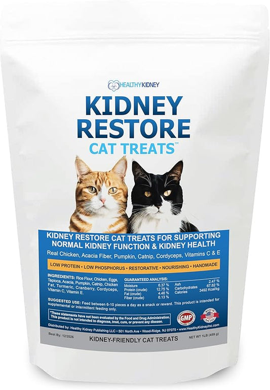 Kidney Restore Chicken Cat Treats for Kidney Support & Function. Feline Kidney Treats, Renal Cat Treats, Low Protein Treats for Kidney Diet Cat Food